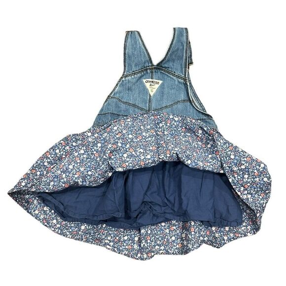 Oshkosh Denim Floral Dress 3T Jumper Vestbak Overalls Prairie Cottagecore - Picture 2 of 6